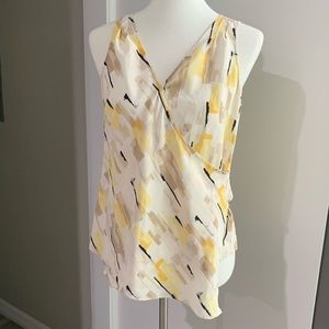 White House Black Market yellow sleeveless silk top